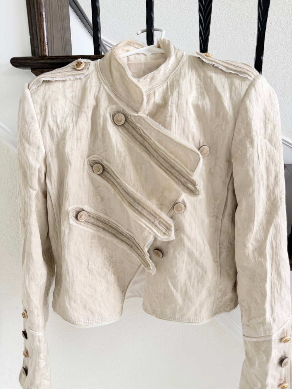 Ivory Military-Style Embroidered Jacket - Picture 8 of 11